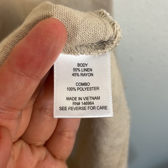 Signature by Robbie Bee size 8 petite linen blend dress cheetah trim - Picture 7 of 8